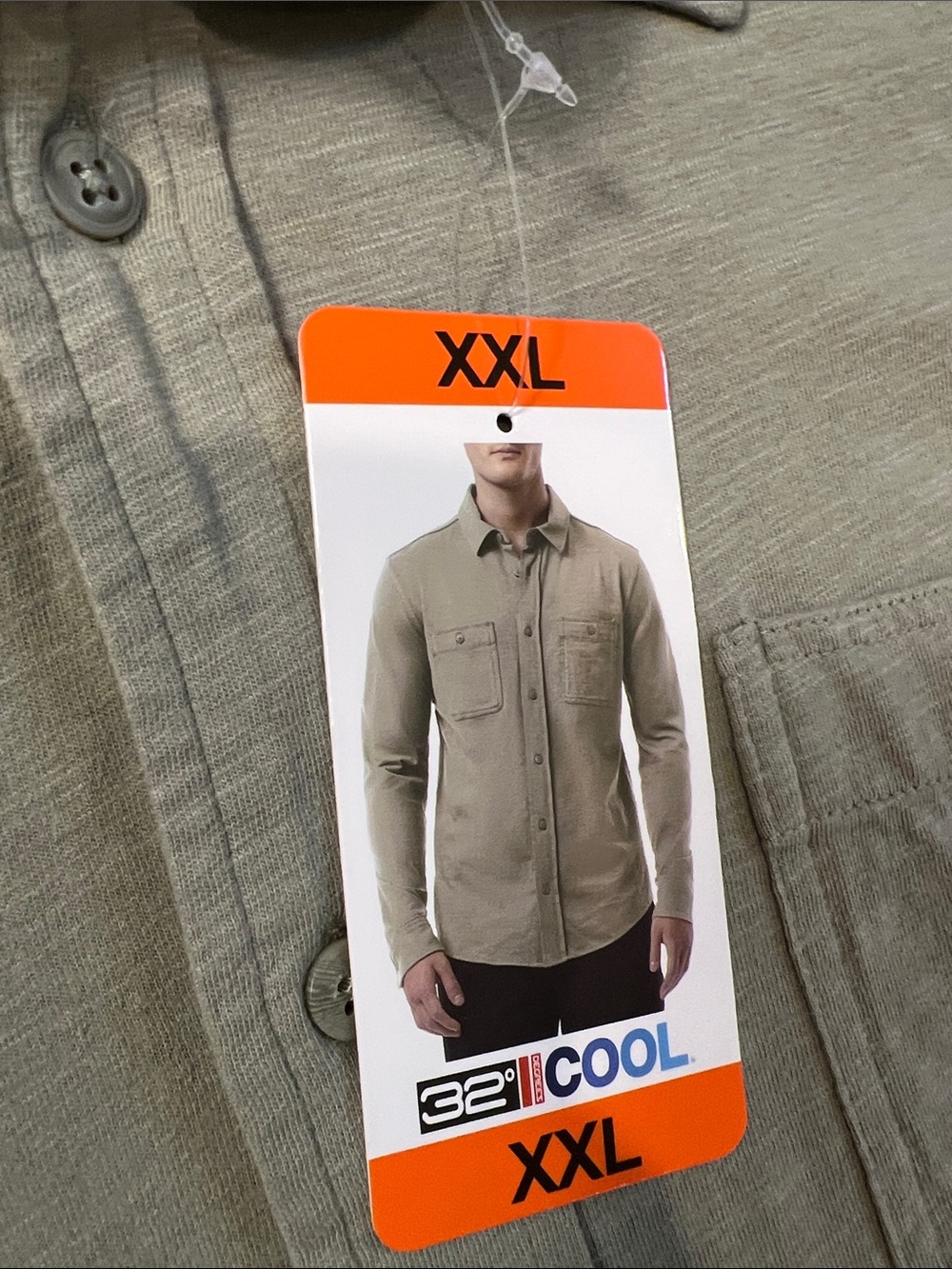 32 Degrees Men's Long-Sleeve Button-Down Shirt in Olive Green - Picture 5 of 10